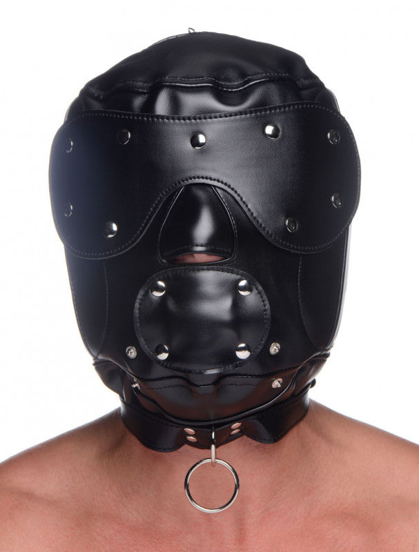 Muzzled Universal BDSM Hood With Removable Muzzle