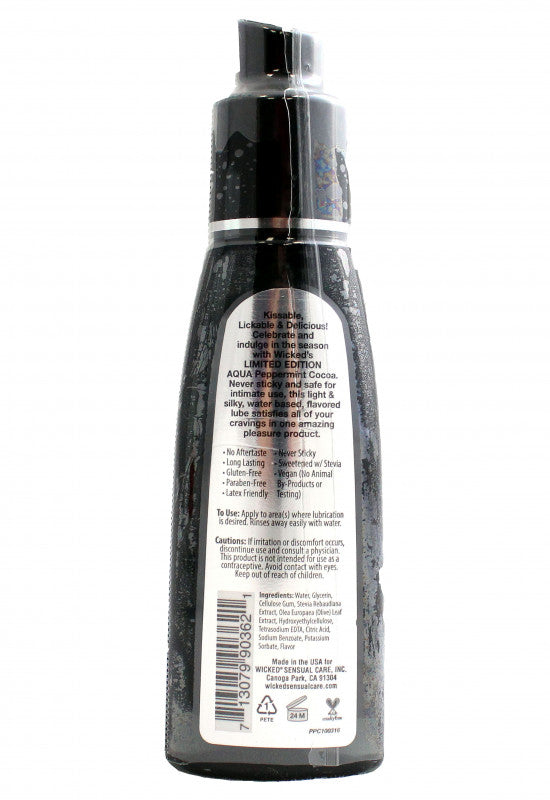 Aqua Peppermint Cocoa Flavored Water-Based Intimate Lubricant - 12 Piece Display 2 Oz.