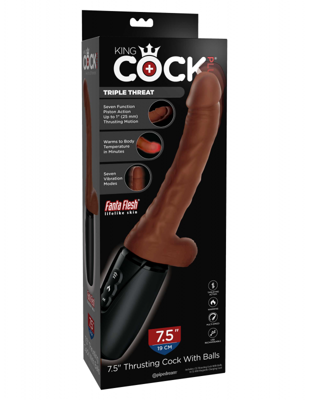 King  7.5 Inch Thrusting  With Balls - Brown