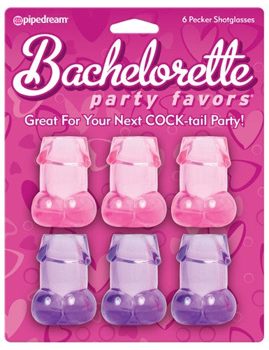 Bachelorette Party Pecker Shot Glases - 6 Pieces - Assorted Colors