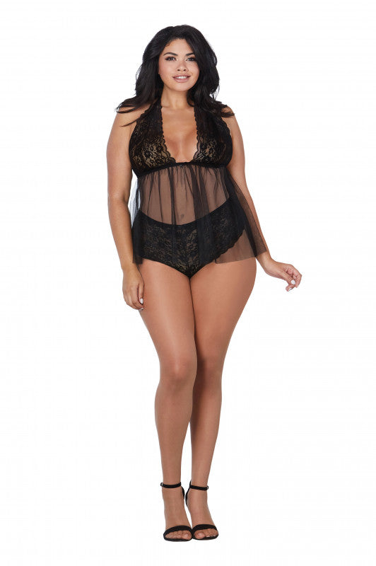 Babydoll &amp; Panty - Queen - Black