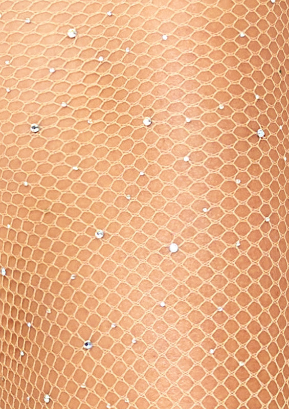 Rhinestone Fishnet Tights - One Size
