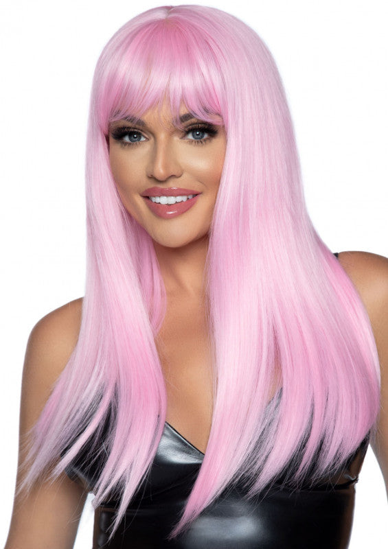 24 Inch Long Straight  Wig Pink