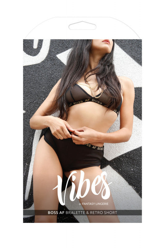 Boss Af Bralette and Shorts Set - Black - S/m
