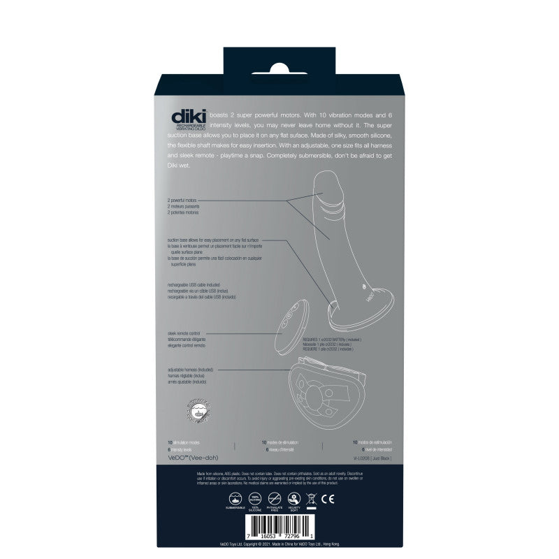 Diki Rechargeable Vibrating  With Harness - Just Black
