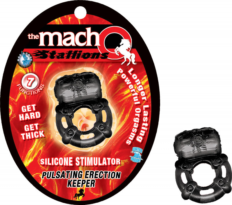 The Macho Stallions Pulsating Erection Keeper - Black