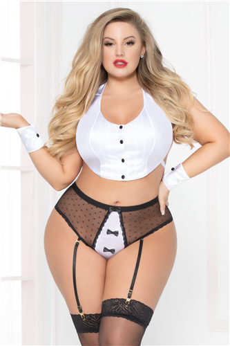 3-Piece Tuxedo Set - Queen Size - Black/white