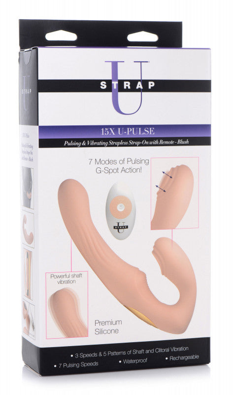 15x U-Pulse - Pulse and Vibe Strapless Strap-on  With Remote - Blush