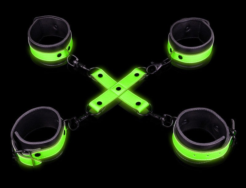 Hand and Ankle Cuffs With Hogtie - Glow in the  Dark
