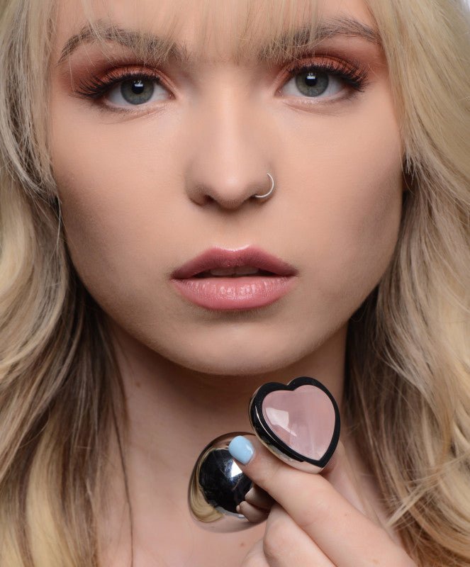 Rose Quartz Heart Anal Plug -Small