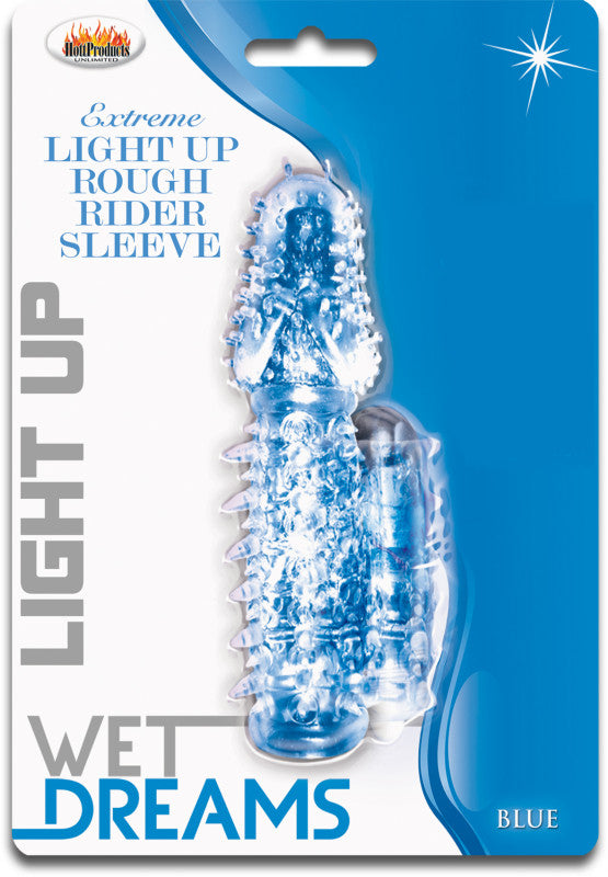 Wet Dreams Extreme Light Up Rough Rider Sleeve - Blue - SomethingSexyPlanet