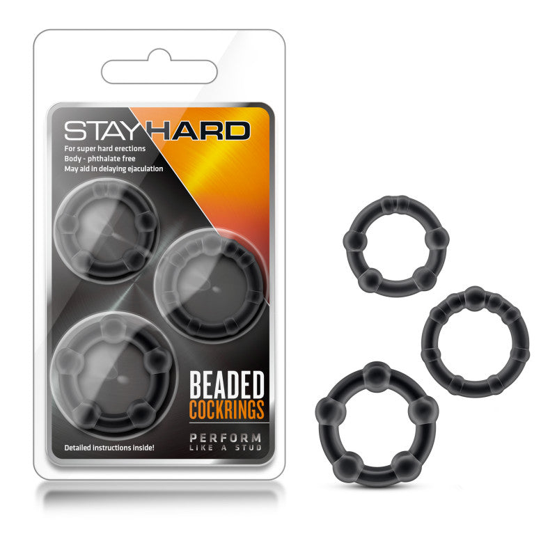 Stay  Beaded Rings 3 Pack -  Black