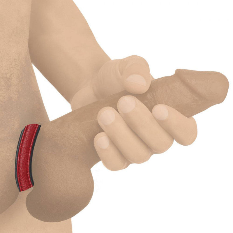 Leather and Velcro  Ring - Red