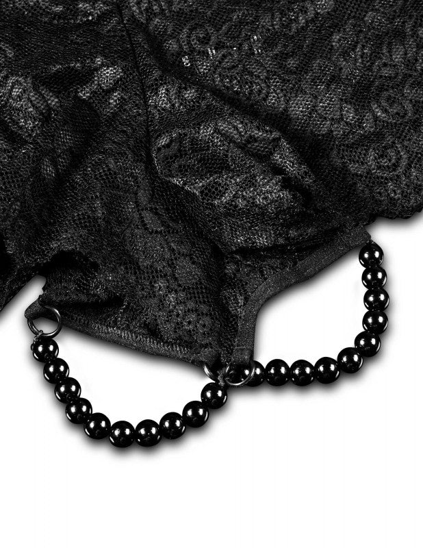 Hookup Panties Pleasure Pearl Boy Shorts - Black - Small - Large