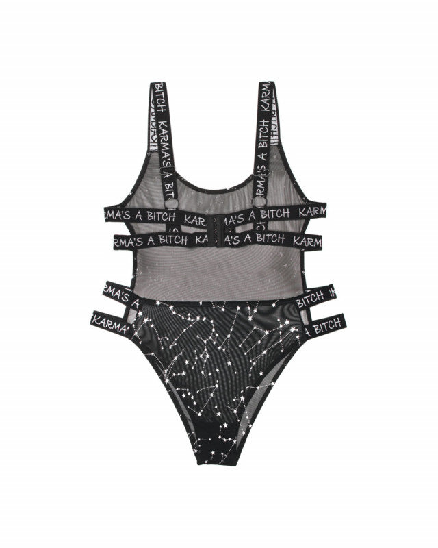 Karma's a Bitch Bodysuit - Black - S/m