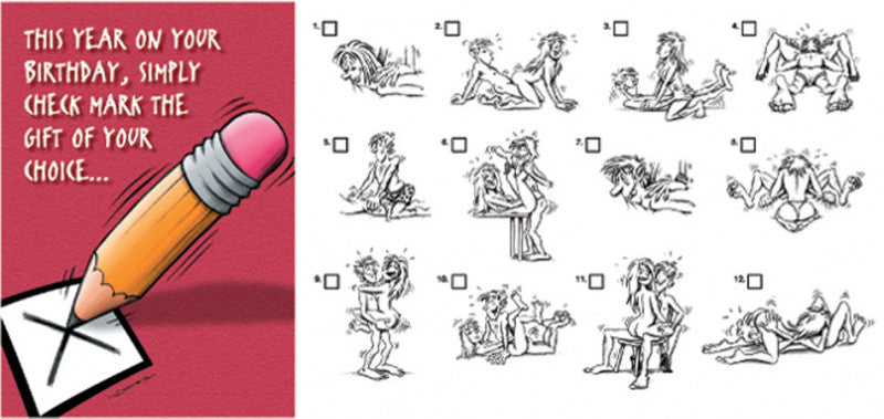 Greeting Cards 6 Pack - This Year on Your Birthday Simply Check Mark the Gift of Your Choice... With Pictures