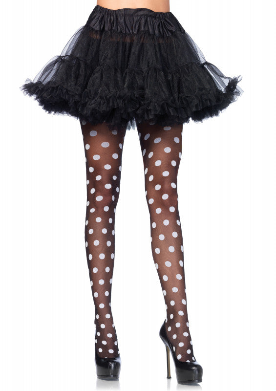 Polka Dot Pantyhose - Black/white - One Size