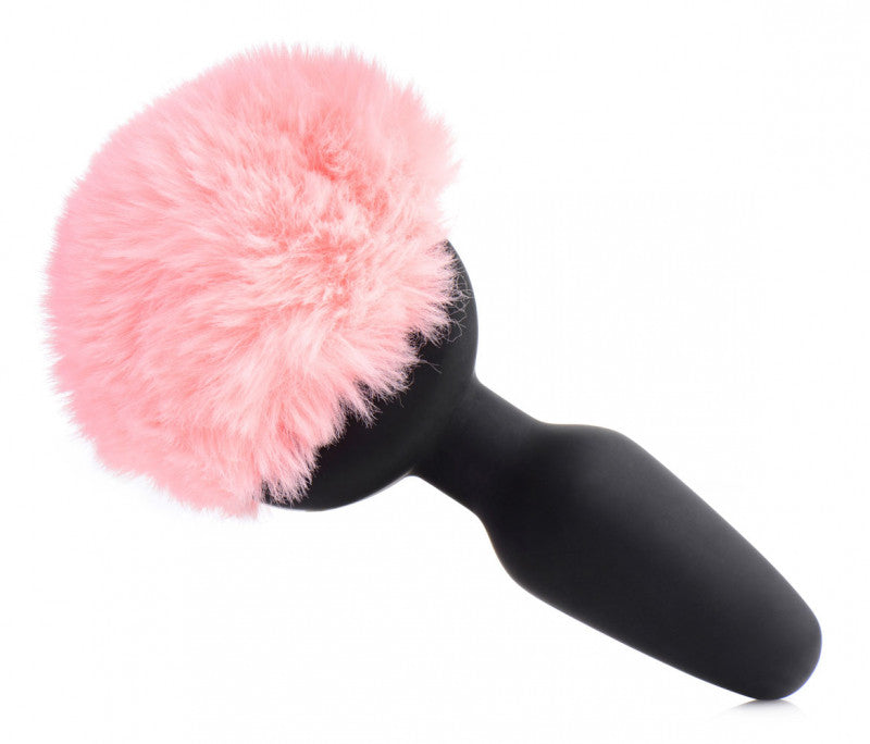 Pink Bunny Tail Vibrating Anal Plug