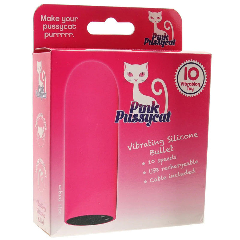 Pink cat Vibrating Silicone Bullet - Pink