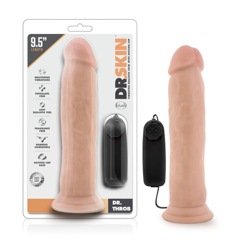 Dr. Skin - Dr. Throb - 9.5 Inch Vibrating With Suction Cup - Vanilla
