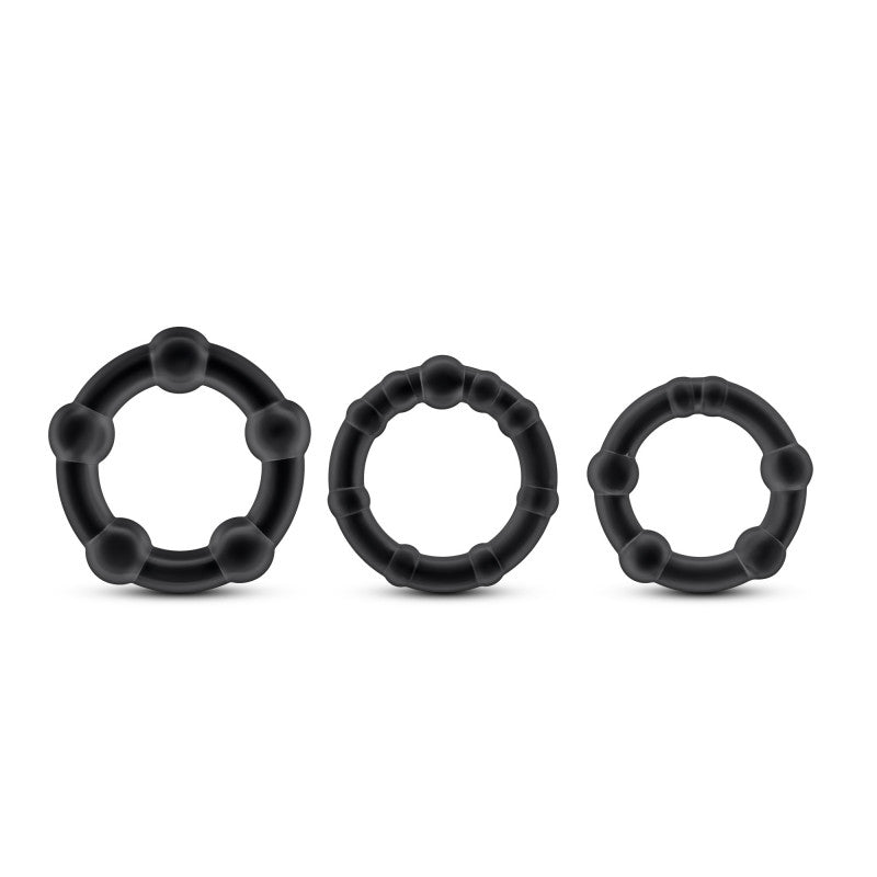 Stay  Beaded Rings 3 Pack -  Black
