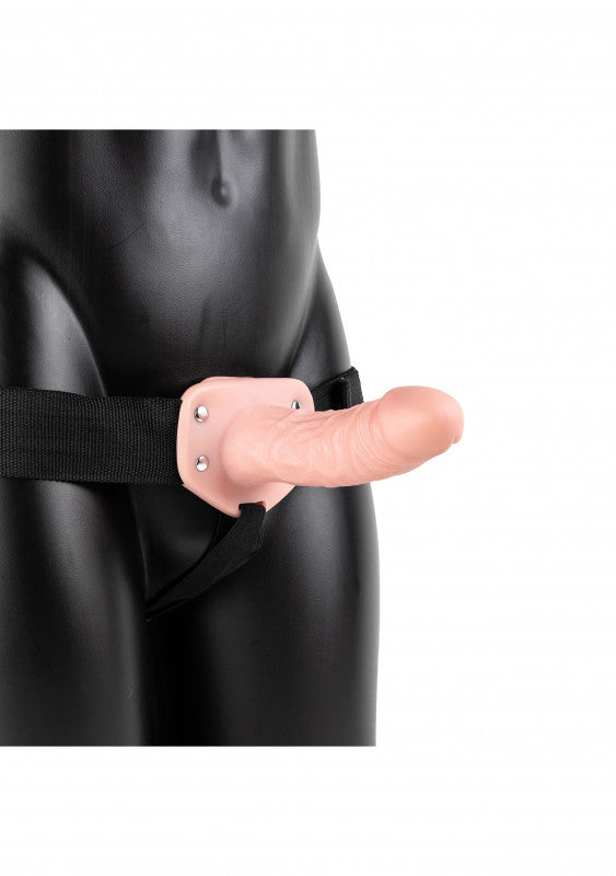 Vibrating Hollow Strapon Without Balls 6 Inch - Balls 6 Inch - Flesh