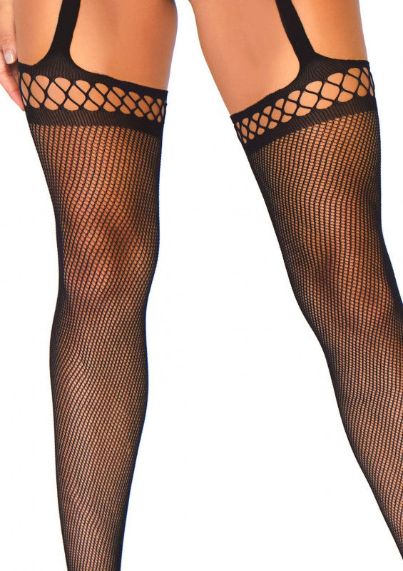 Fishnet Crotchless Teddy - One Size - Black