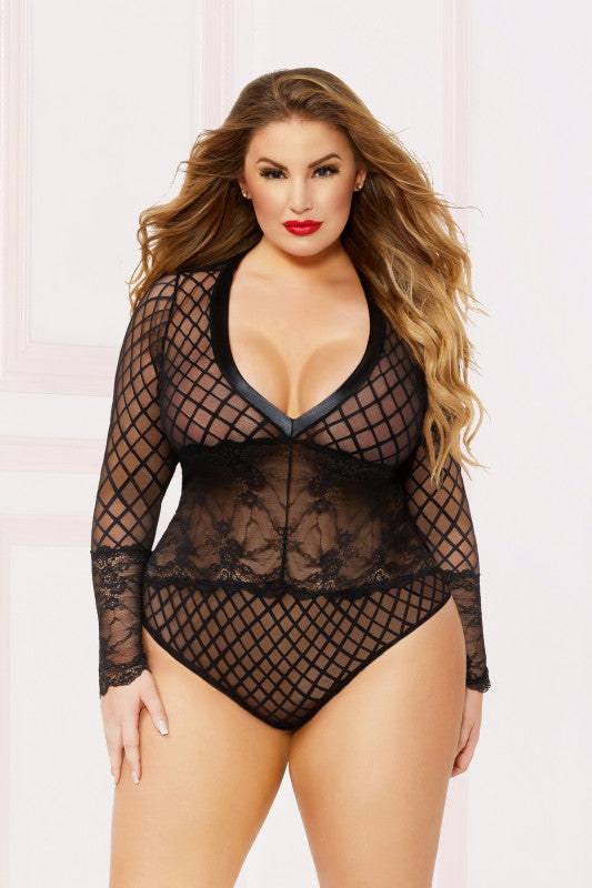 Lame Trim Bodysuit - 1x2x - Black