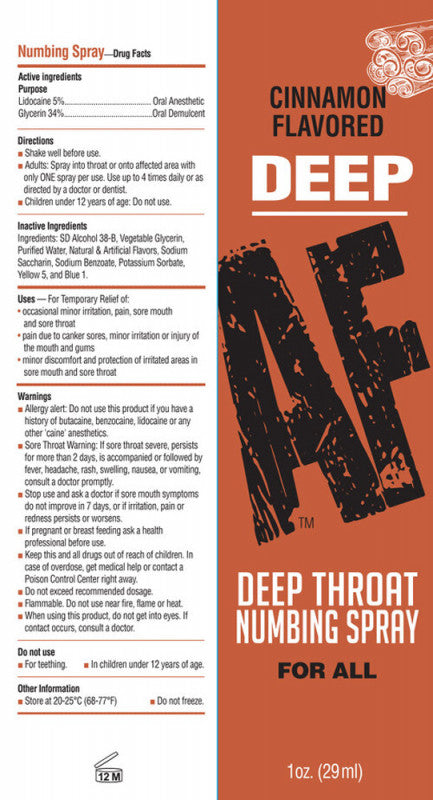Af  Throat Numbing Spray -  Cinnamon - 1 Fl. Oz.