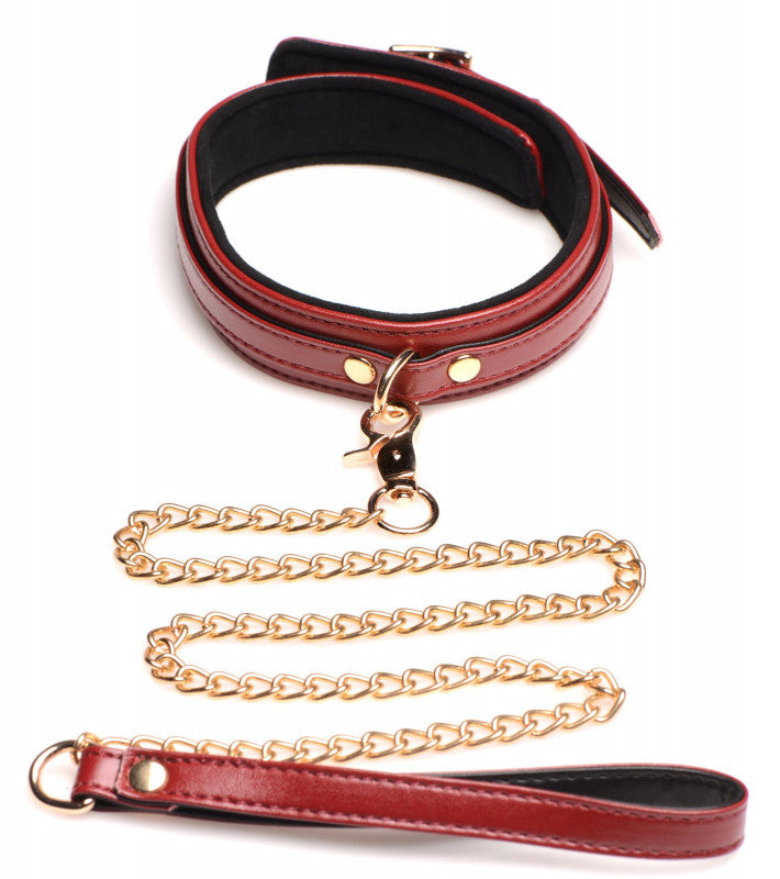 6 Piece Burgundy Bondage Set Burgundy Cuffs,  Collar and Leash