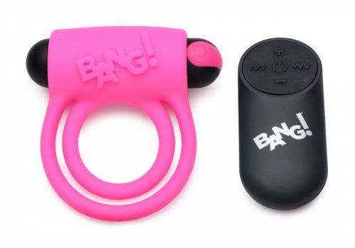 Silicone  Ring and Bullet With Remote Control - Pink