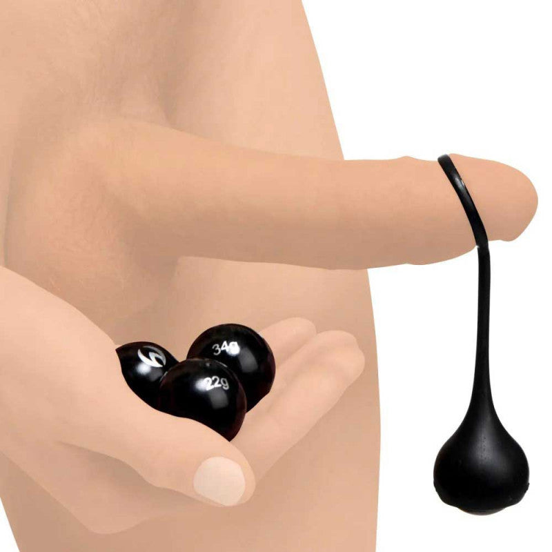 Dangler Silicone Penis Strap With Weights -  Black