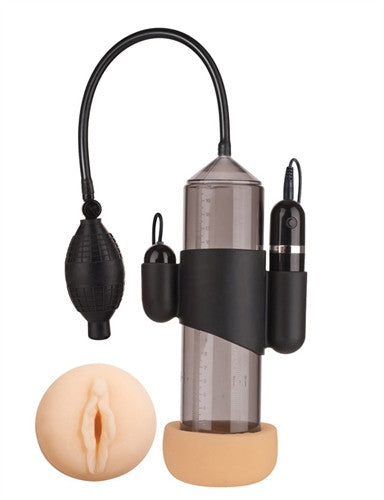 Supreme Vibrating Penis Pump - Vagina - Black