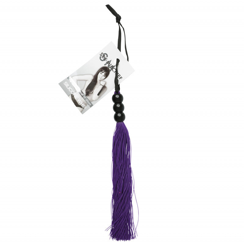 Sex and Mischief Rubber Whip Small 10-Inch - Purple