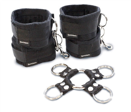 5-Piece Hog Tie and Cuff Set - Black