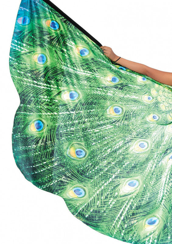 Peacock Feather Halter Wing Cape With Wrist Straps