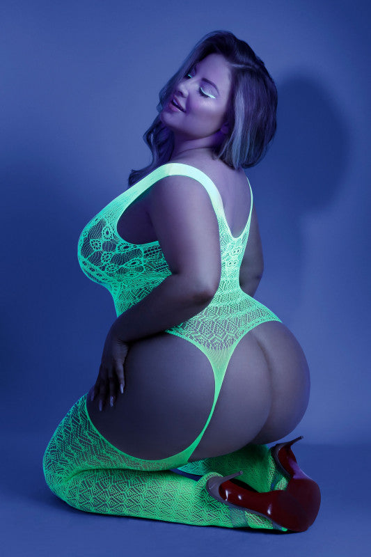 Supersonic Mosaic Bodystocking - Queen - Neon  Green
