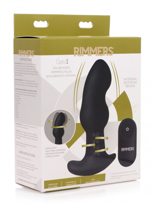 Gyro-I 10x Beaded Rimming Plug With Remote Control