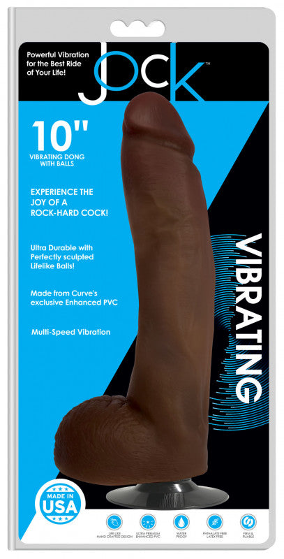 Jock 10 Inch Vibrating Dong With Balls Chocolate