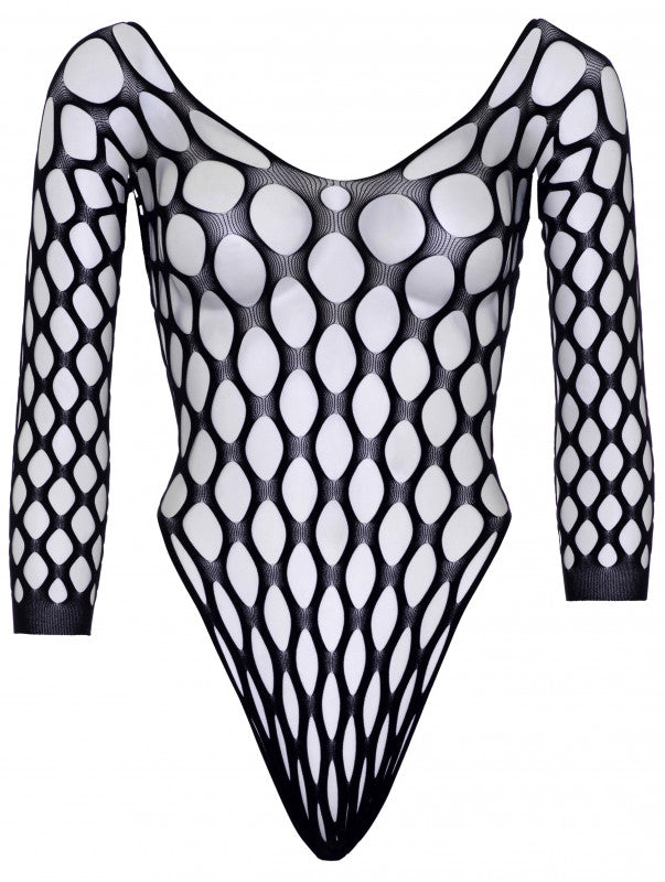 Pothole Net 3/4 Sleeve Bodysuit - One Size - Black