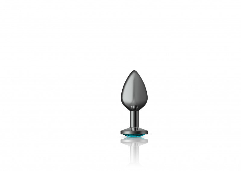 Cheeky Charms - Gunmetal Metal Butt Plug - Round - Teal - Medium