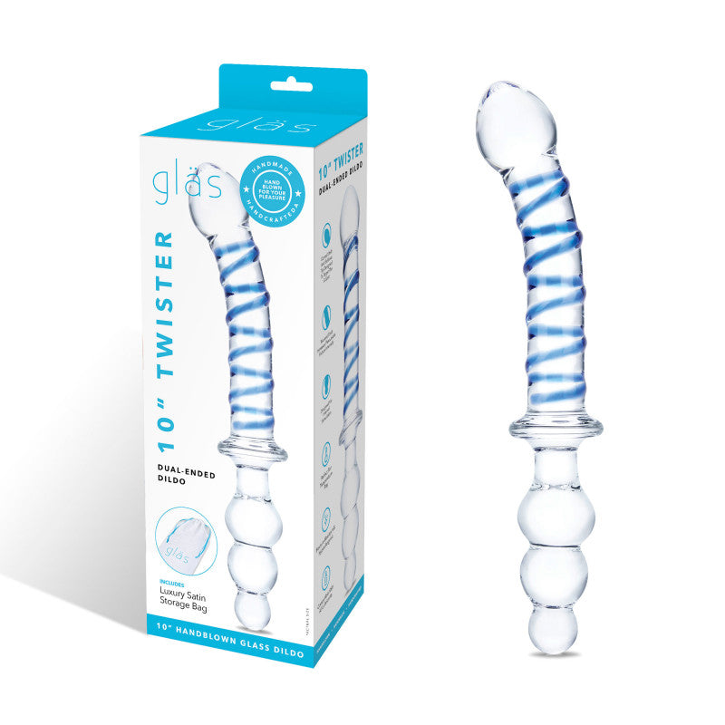10 Inch Twister Dual-Ended  - Clear/blue