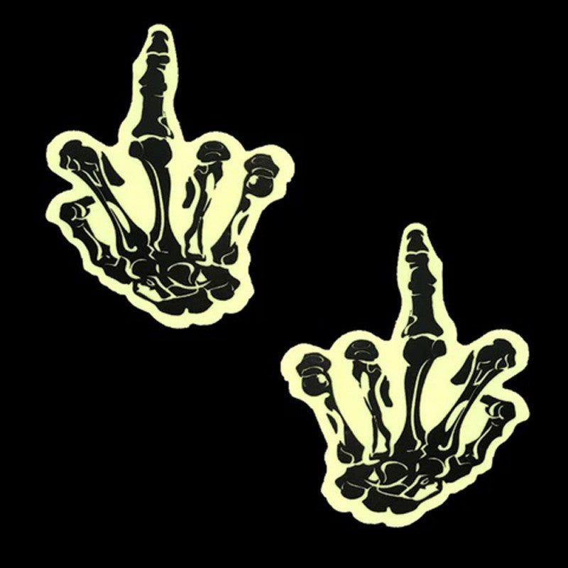 You Glow in the Dark Skeleton Hand Nipple  Cover Pasties