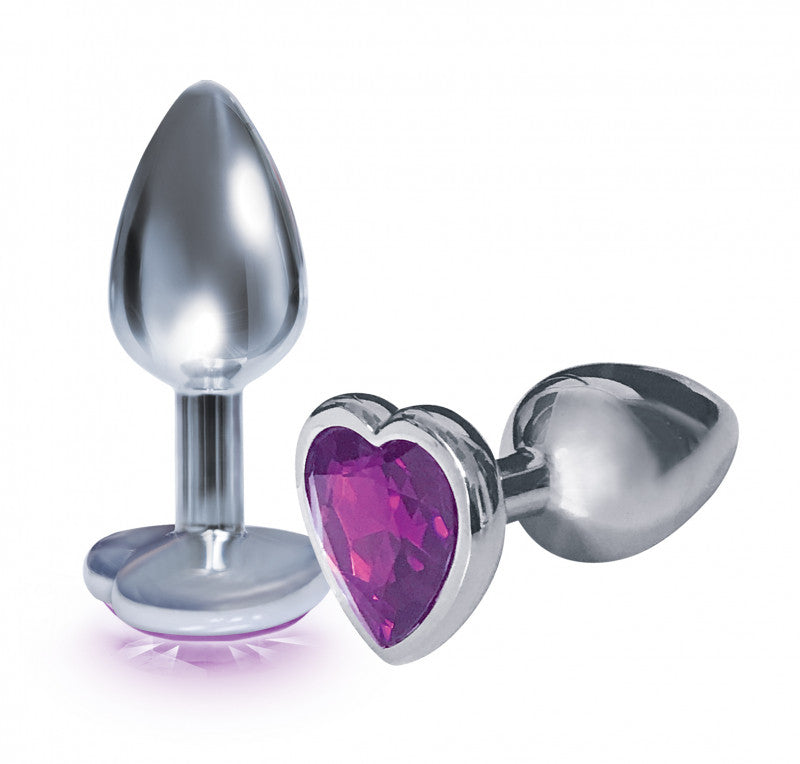 The 9's the Silver Starter Heart Bejeweled Stainless Steel Plug - Violet