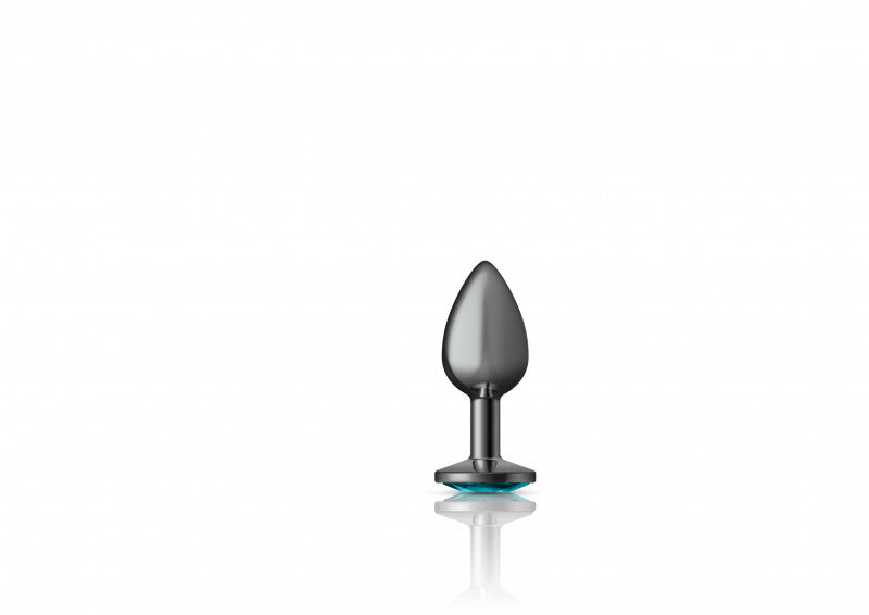 Cheeky Charms - Gunmetal Metal Butt Plug - Round - Teal - Small