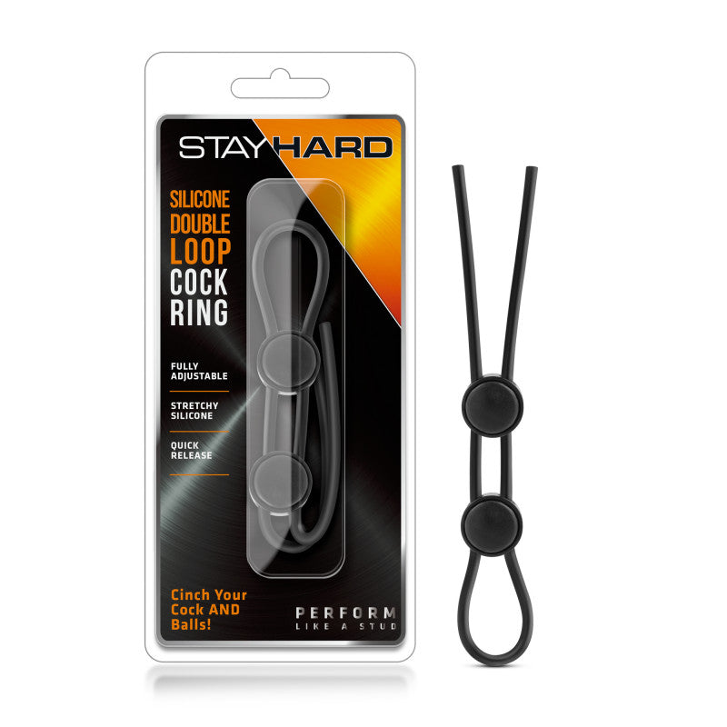 Stay  - Silicone Double Loop  Ring  - Black