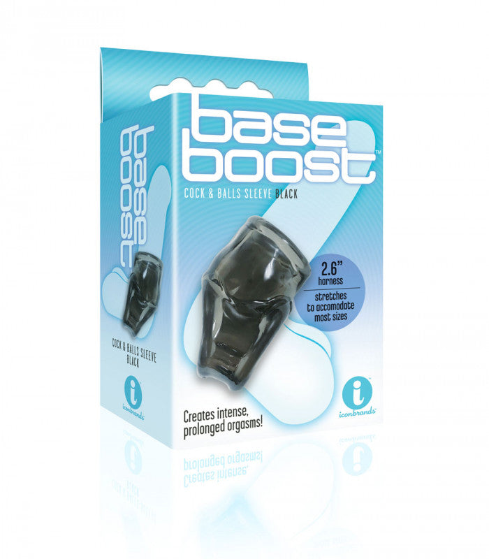 The 9's Base Boost Black Cock and Ball Sleeve