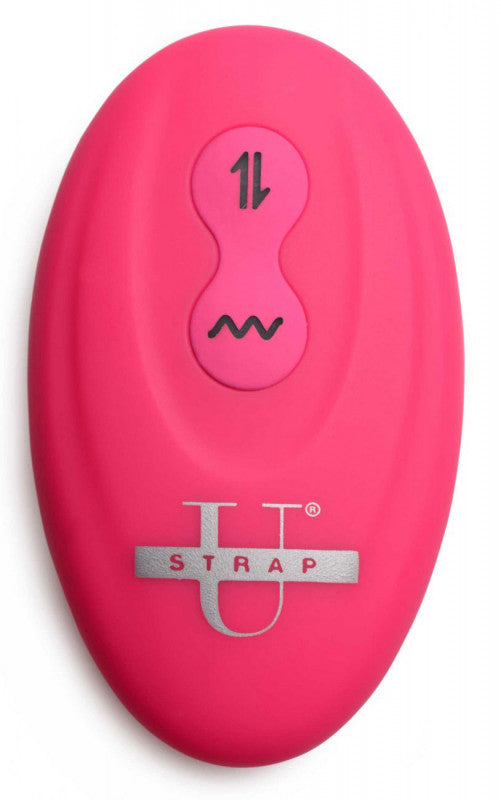 Mighty-Thrust Thrusting and Vibrating Strapless  Strap-on With Remote  - Pink