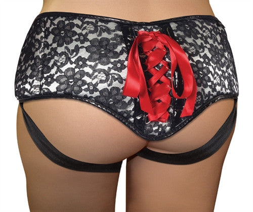 Plus Size Grey and Black Lace Strap-On