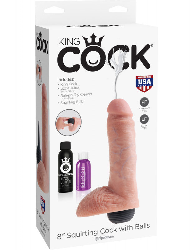 King  8 Inch Ejaculating  With Balls - Flesh